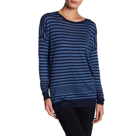 VINCE NWT OVERSIZED STRIPE COTTON/SILK/CASHMERE NEW COASTAL SWEATER. SIZE XS - Picture 4 of 12